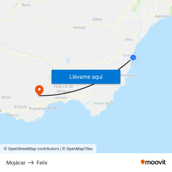 Mojácar to Felix map