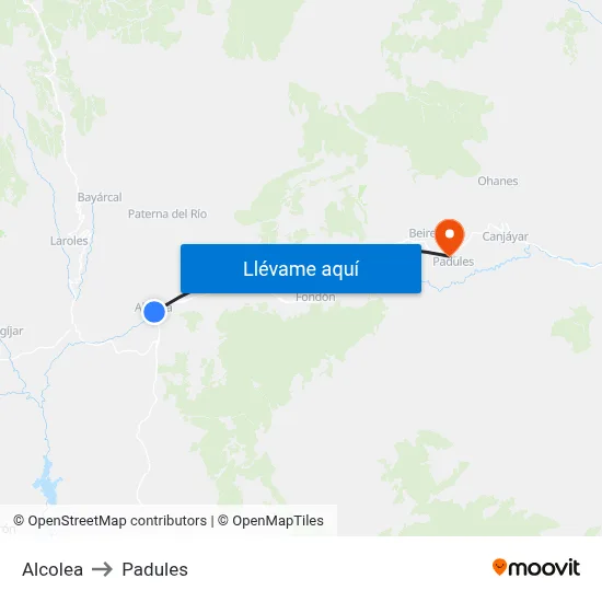 Alcolea to Padules map