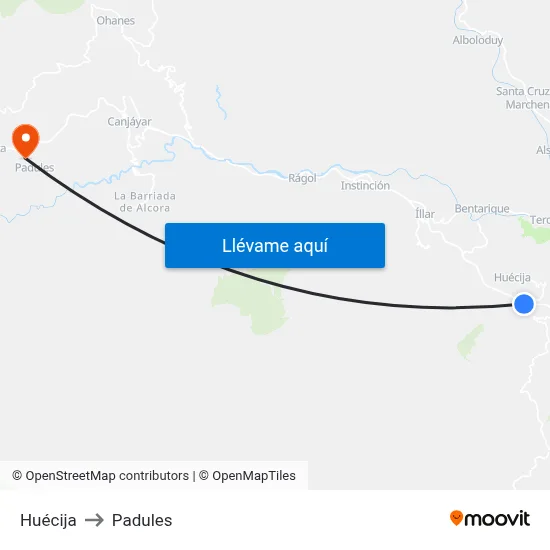 Huécija to Padules map