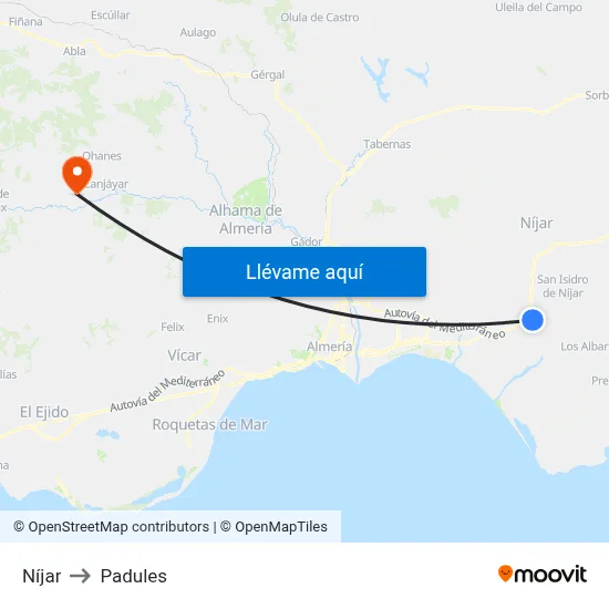 Níjar to Padules map