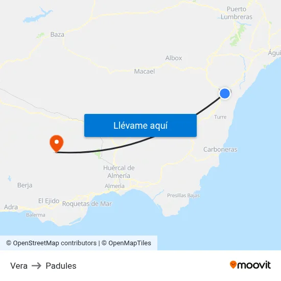 Vera to Padules map