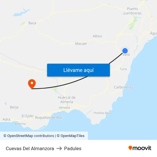 Cuevas Del Almanzora to Padules map