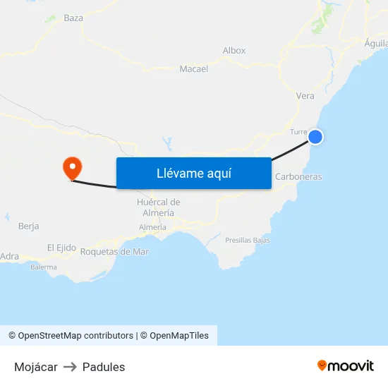 Mojácar to Padules map