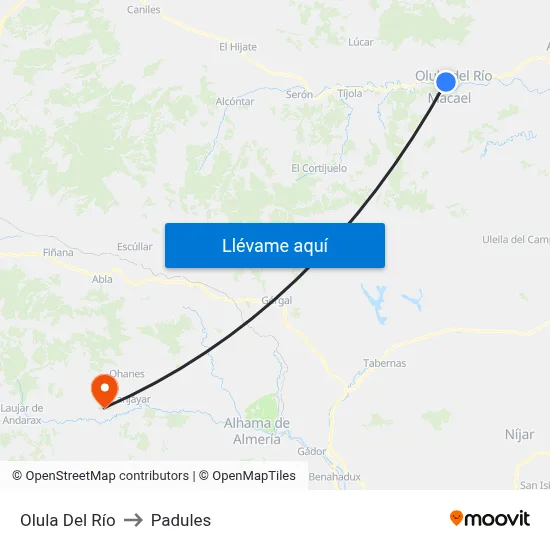 Olula Del Río to Padules map