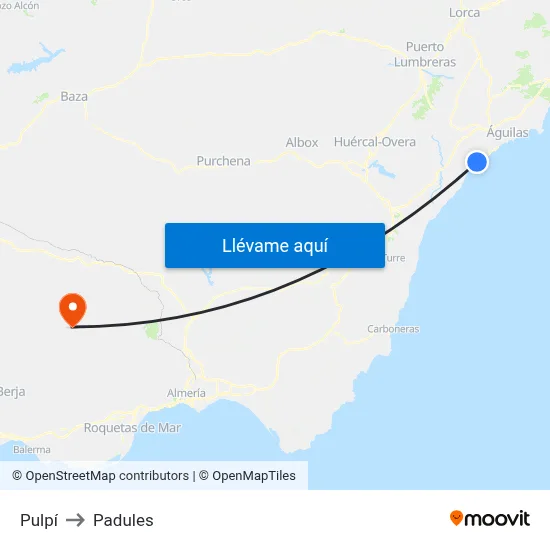 Pulpí to Padules map