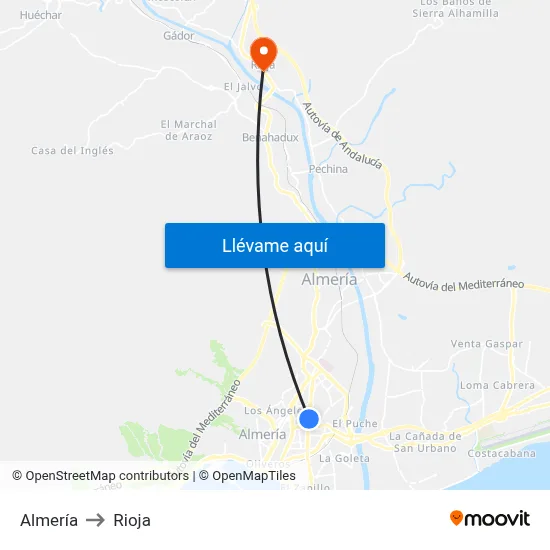 Almería to Rioja map