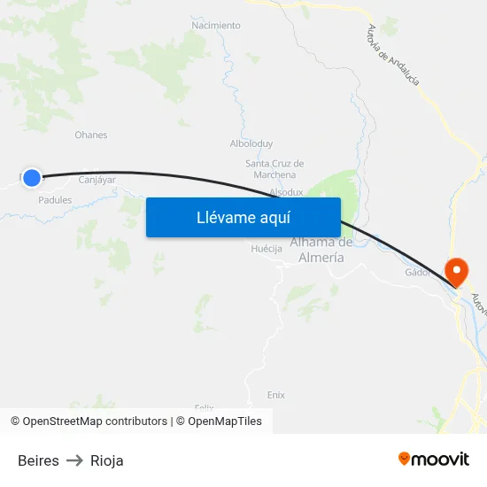 Beires to Rioja map