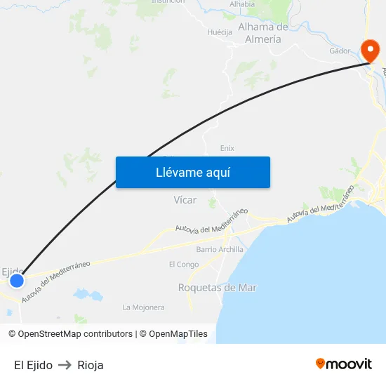 El Ejido to Rioja map
