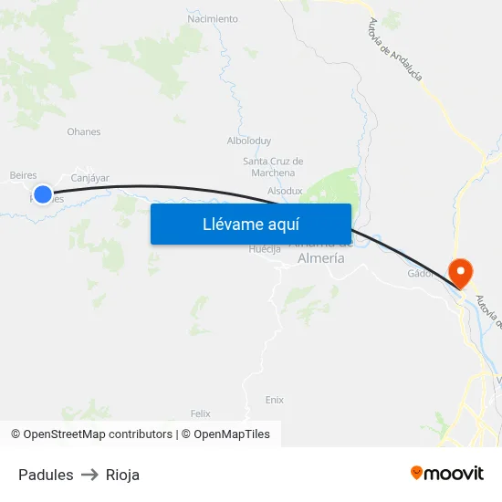 Padules to Rioja map