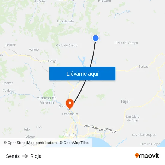 Senés to Rioja map