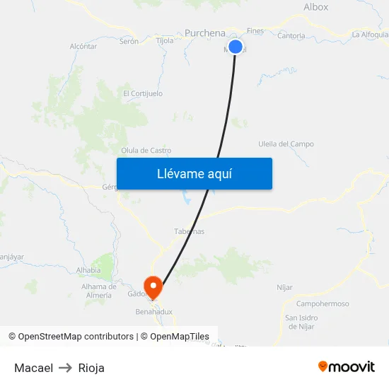 Macael to Rioja map