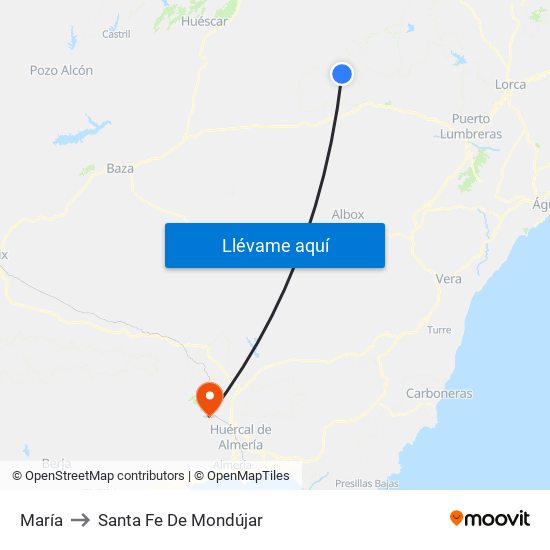 María to Santa Fe De Mondújar map