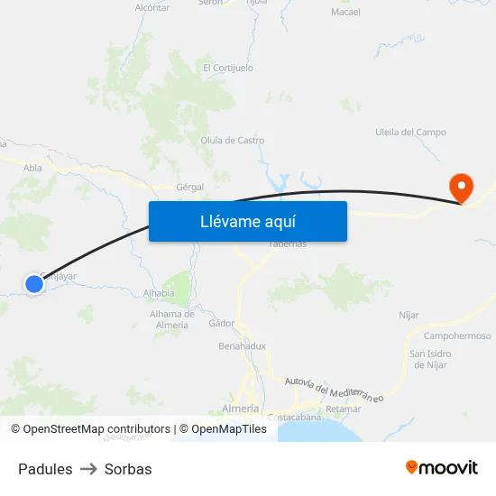 Padules to Sorbas map