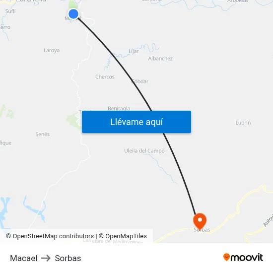Macael to Sorbas map