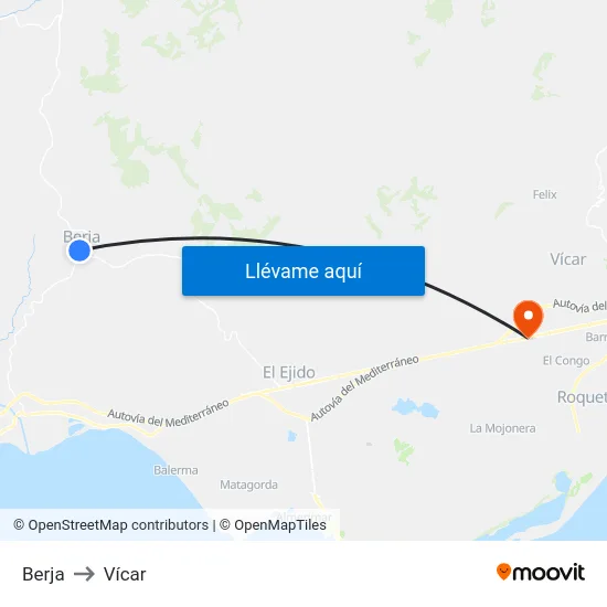 Berja to Vícar map