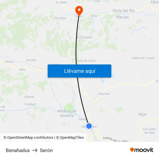 Benahadux to Serón map