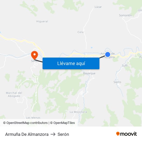 Armuña De Almanzora to Serón map
