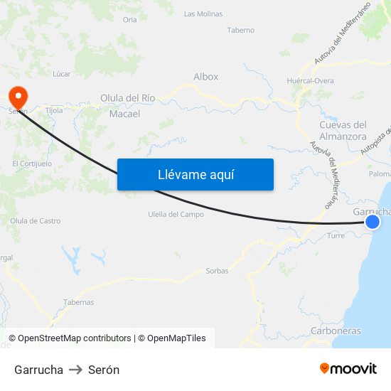 Garrucha to Serón map