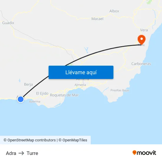 Adra to Turre map