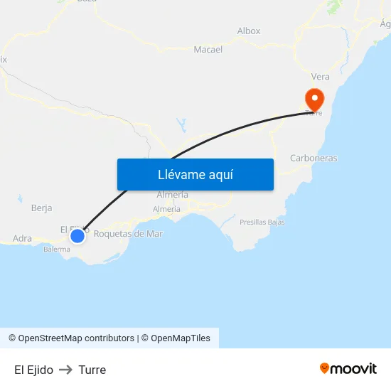 El Ejido to Turre map