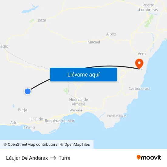 Láujar De Andarax to Turre map