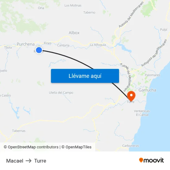 Macael to Turre map