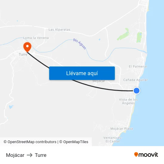 Mojácar to Turre map