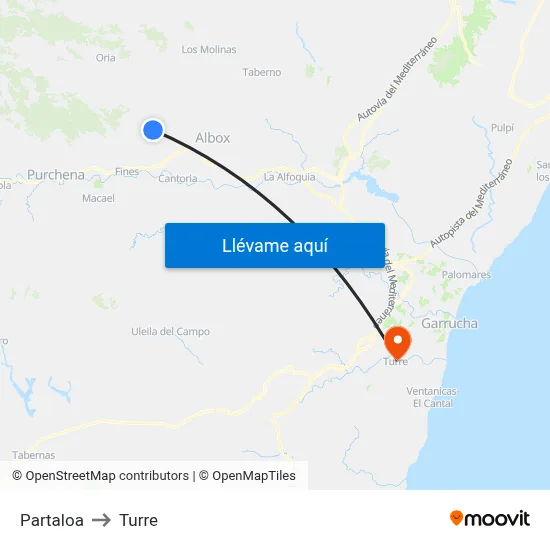 Partaloa to Turre map