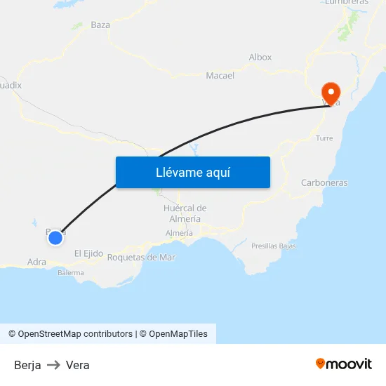 Berja to Vera map