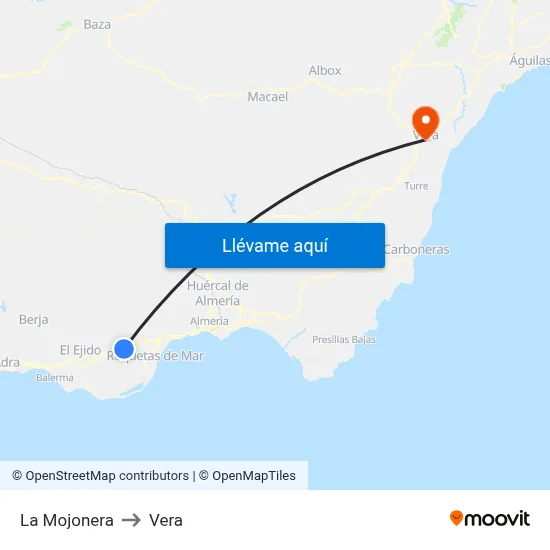 La Mojonera to Vera map