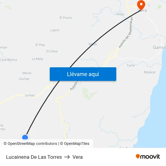 Lucainena De Las Torres to Vera map