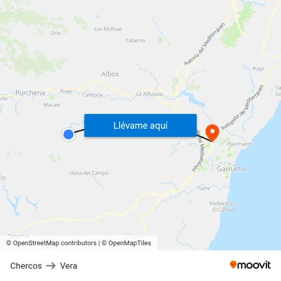 Chercos to Vera map
