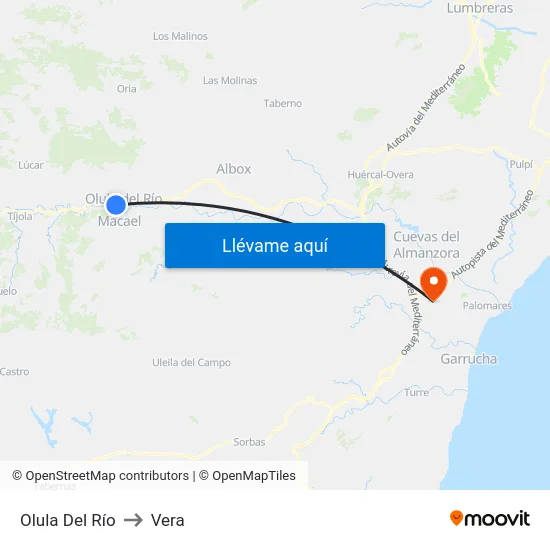 Olula Del Río to Vera map