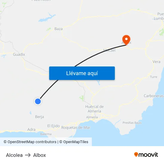 Alcolea to Albox map