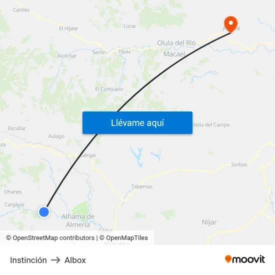Instinción to Albox map