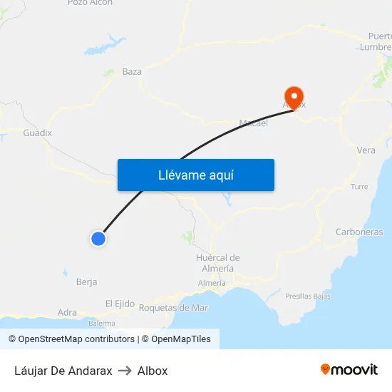 Láujar De Andarax to Albox map