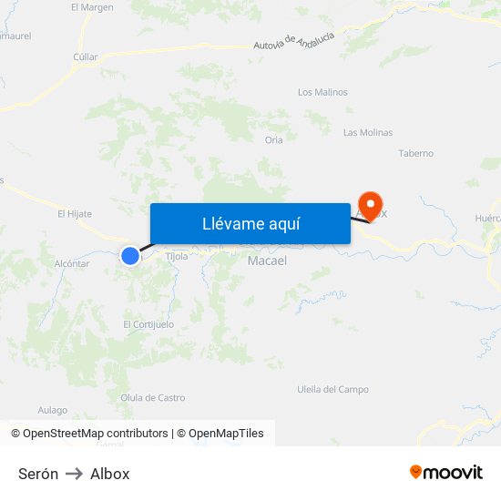 Serón to Albox map