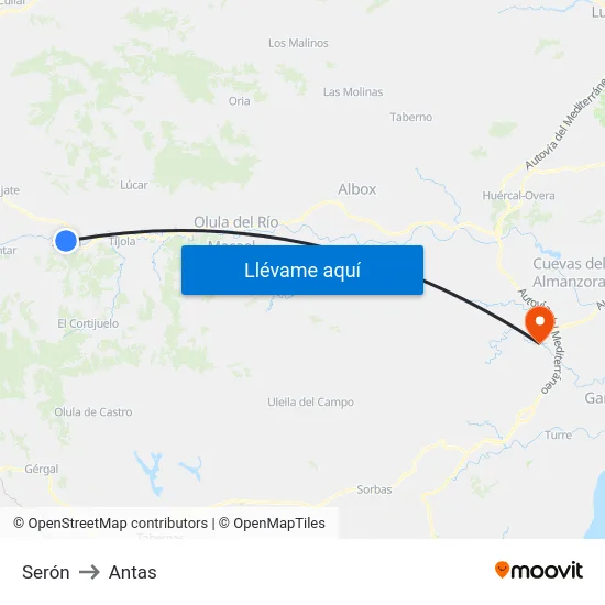 Serón to Antas map