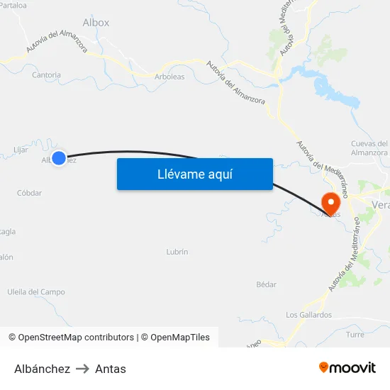Albánchez to Antas map