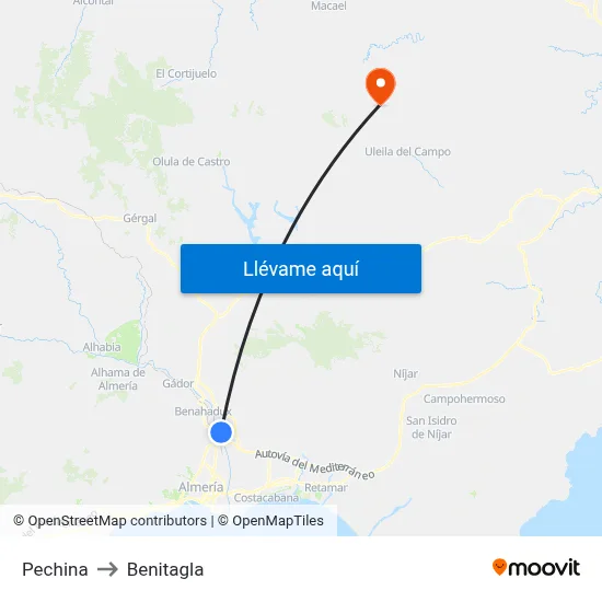 Pechina to Benitagla map