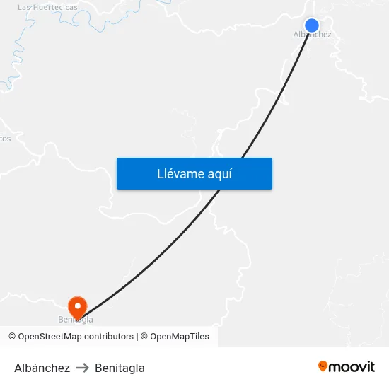 Albánchez to Benitagla map