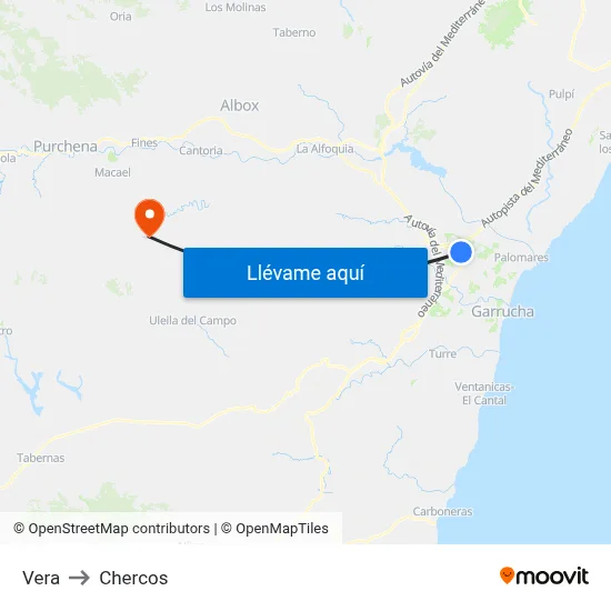 Vera to Chercos map