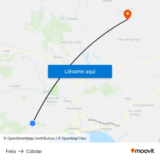 Felix to Cóbdar map