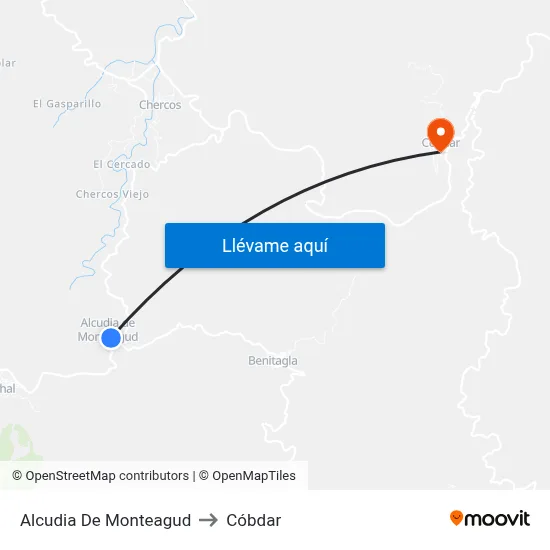 Alcudia De Monteagud to Cóbdar map