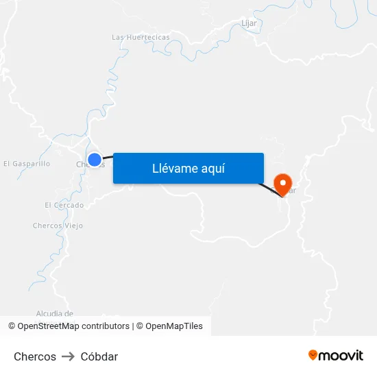 Chercos to Cóbdar map