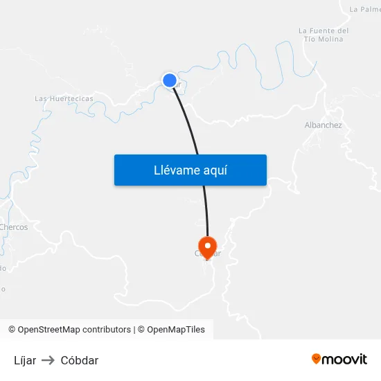 Líjar to Cóbdar map