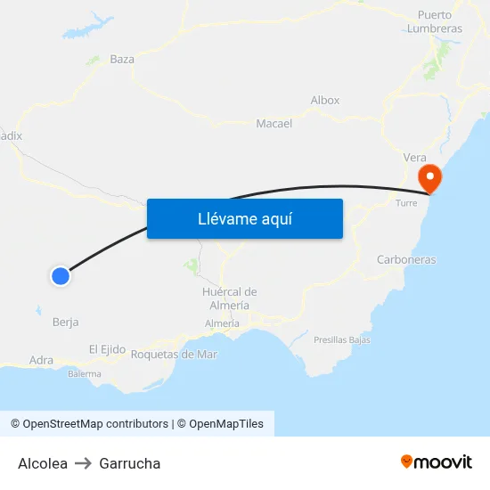 Alcolea to Garrucha map