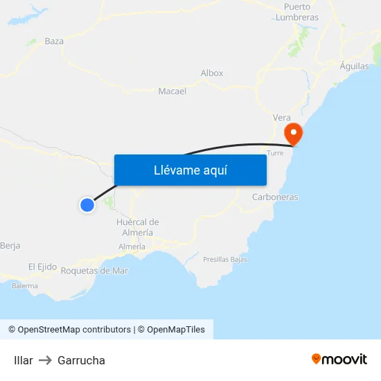 Illar to Garrucha map