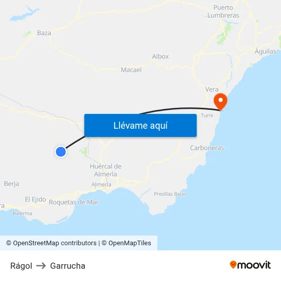 Rágol to Garrucha map