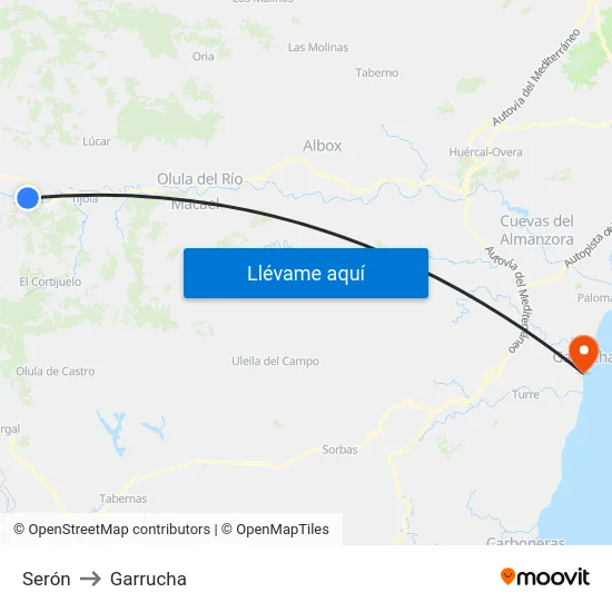 Serón to Garrucha map